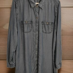 Jjill Women's Blue Denim Shirt L